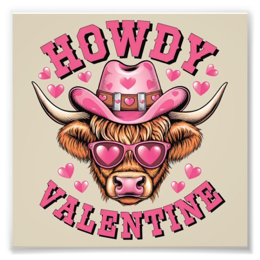 Hallo Valentijns Koe Valentijnsdag Coquette Liefde Foto Afdruk (Voorkant)
