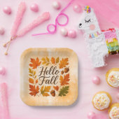 Hallo Vallen bladeren en eikels Papieren Bordje (Feest)