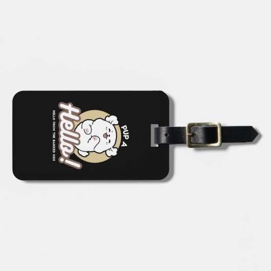 Hallo Van de geblafte kant - Schattige hondenontwe Bagagelabel (Voorkant horizontaal)