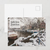 hallo van de wintersneeuw van Amsterdam in de stad Briefkaart (Voorkant / Achterkant)