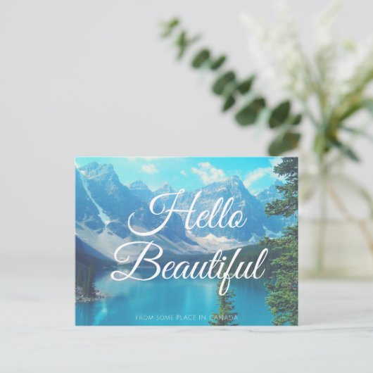 hallo, van een of andere plaats briefkaart (Staand voorkant)