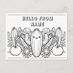 Hallo van [Name] - Kleurrijk Briefkaart voor kinde