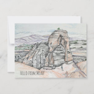 Hallo vanuit Moab Utah Delicate Arch Rode Rots Briefkaart