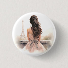 Hallo vanuit Paris Knop Ronde Button 3,2 Cm