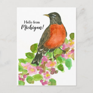 Hallo Verenigde Staten van Michigan American Robin Briefkaart