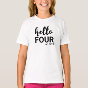 Hallo Vier gepersonaliseerde verjaardag T-shirt