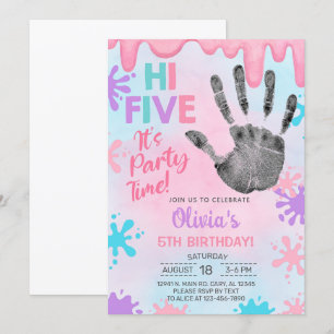 Hallo vijf, feesttijd, slijm, meisje verjaardag ui kaart