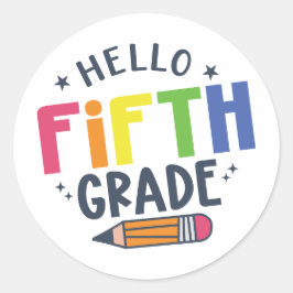 Hallo vijfde klas terug naar school ronde sticker