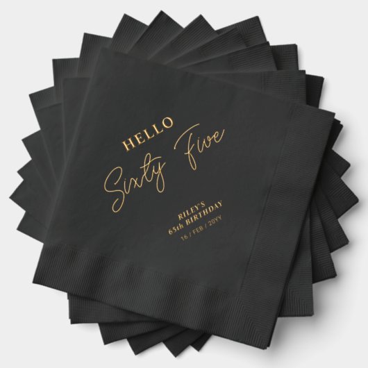 Hallo Vijfenzestig Modern Script 65ste verjaardags Folie Servetten (Insitu (Gestapeld))