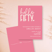 Hallo Vijftig 50e Verjaardag Modern Roze Minimaal Kaart