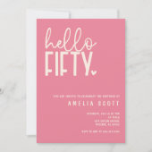 Hallo Vijftig 50ste verjaardag Modern Roze Minimaa Kaart (Voorkant)