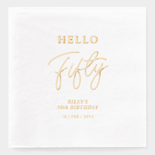 Hallo Vijftig   Modern Script 50e Verjaardagsfeest Folie Servetten