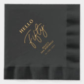 Hallo Vijftig | Modern Script 50ste verjaardagsfee Folie Servetten (Voorkant)