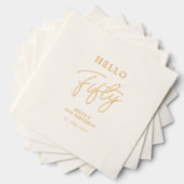 Hallo Vijftig | Modern Script 50ste verjaardagsfee Folie Servetten (Insitu (Gestapeld))
