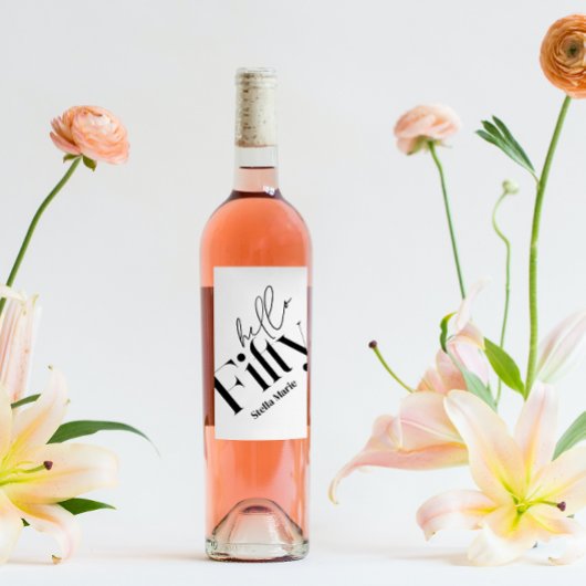 Hallo Vijftig moderne minimale elegante 50ste verj Wijn Etiket