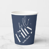 Hallo Vijftig moderne minimale marine blauw 50ste Papieren Bekers (Voorkant)