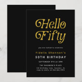 Hallo Vijftig moderne retro 50e verjaardag Kaart (Voorkant / Achterkant)