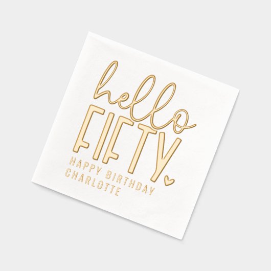 Hallo Vijftigste 50ste verjaardag gepersonaliseerd Folie Servetten (Links)