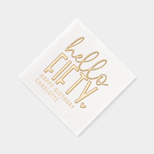 Hallo Vijftigste 50ste verjaardag gepersonaliseerd Folie Servetten (Rechts)