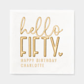 Hallo Vijftigste 50ste verjaardag gepersonaliseerd Folie Servetten (Voorkant)