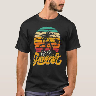 hallo Vintage strand- en palmboomvarken met zomerr T-shirt