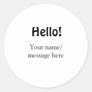 Hallo Voeg naambericht toe Eenvoudig Minimale bedr Ronde Sticker