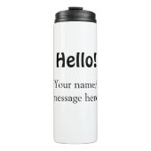 Hallo Voeg naambericht toe Eenvoudig Minimale bedr Thermosbeker (Voorkant)
