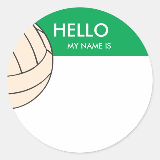 Hallo Volleybalnaam Ronde Sticker (Voorkant)