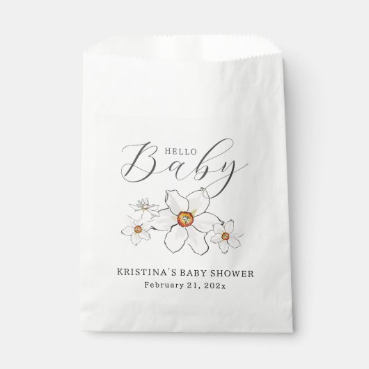 Hallo Voorjaarsbloemen? Baby shower Daffodil Bedankzakje (Voorkant)