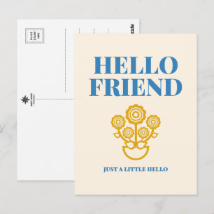 Hallo Vriend Bloem Typografie Postkaart