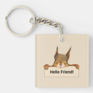 Hallo Vriend Grappige Eekhoorn Gepersonaliseerd Sleutelhanger