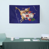 hallo! Vrolijk kerstsnowman op rendier Spandoek (Beurs)