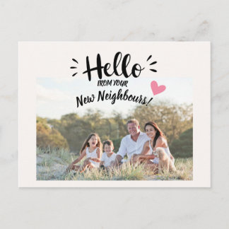 Hallo, we zijn nieuw in de buurt briefkaart