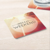 hallo Weekend 3 Vierkante Kartonnen Onderzetter (Schuin)