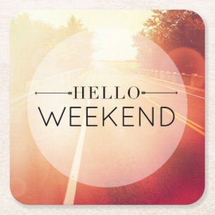 hallo Weekend 3 Vierkante Kartonnen Onderzetter