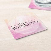 hallo Weekend Vierkante Kartonnen Onderzetter (Schuin)