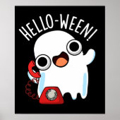 Hallo - ween Funny Ghost Pun Dark BG Poster (Voorkant)