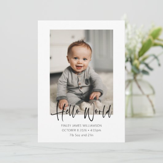 hallo Welkome Baby Foto van World Script Aankondiging (Staand voorkant)