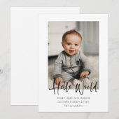 hallo Welkome Baby Foto van World Script Aankondiging (Voorkant / Achterkant)