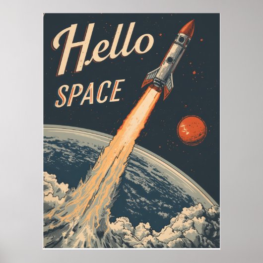 Hallo Weltall-Retro Futurismus Poster (Voorkant)