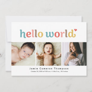 Hallo Wereld Baby Foto's Kleurrijke Baby Shower Ge Bedankkaart