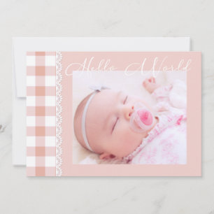 Hallo Wereld Baby Meisje Geboorte aankondiging