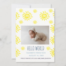 Hallo Wereld Boho Zon Geboorte Baby Aankondiging