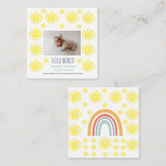 Hallo Wereld Boho Zon Geboorte Baby Aankondiging