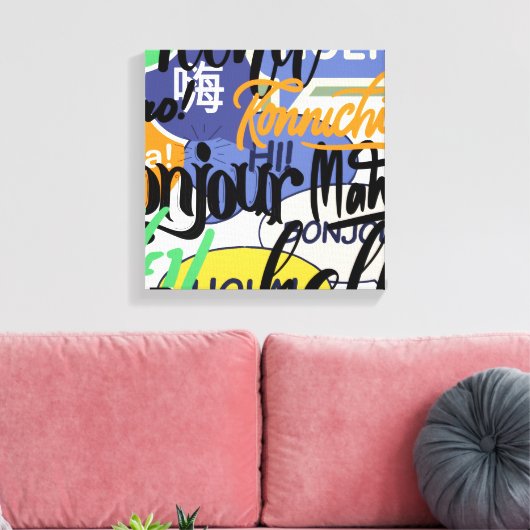 hallo wereld canvas afdruk (Insitu (Woonkamer))