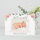 hallo wereld - eucalyptus florale geboorte aankond (Staand voorkant)