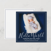 Hallo Wereld Foto Baby Aankondiging (Voorkant / Achterkant)