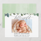 hallo wereld genderneutrale baby aankondiging (Voorkant / Achterkant)