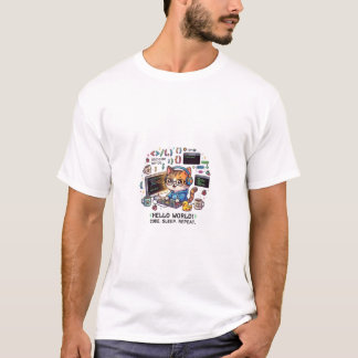 Hallo Wereld! Programmeur Kat T-Shirt - Code Slaap