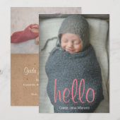 hallo Wereldwijde Baby Aankondiging (Voorkant / Achterkant)